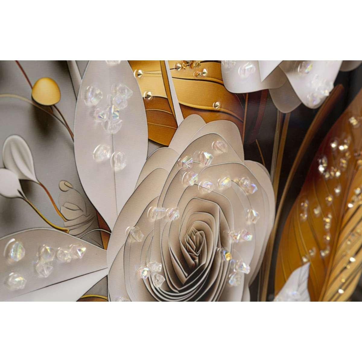 Dipinto su tela laccato flora c/cornice cm 42x3,5x62