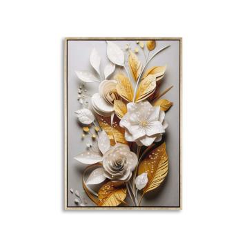 Dipinto su tela laccato flora c/cornice cm 42x3,5x62
