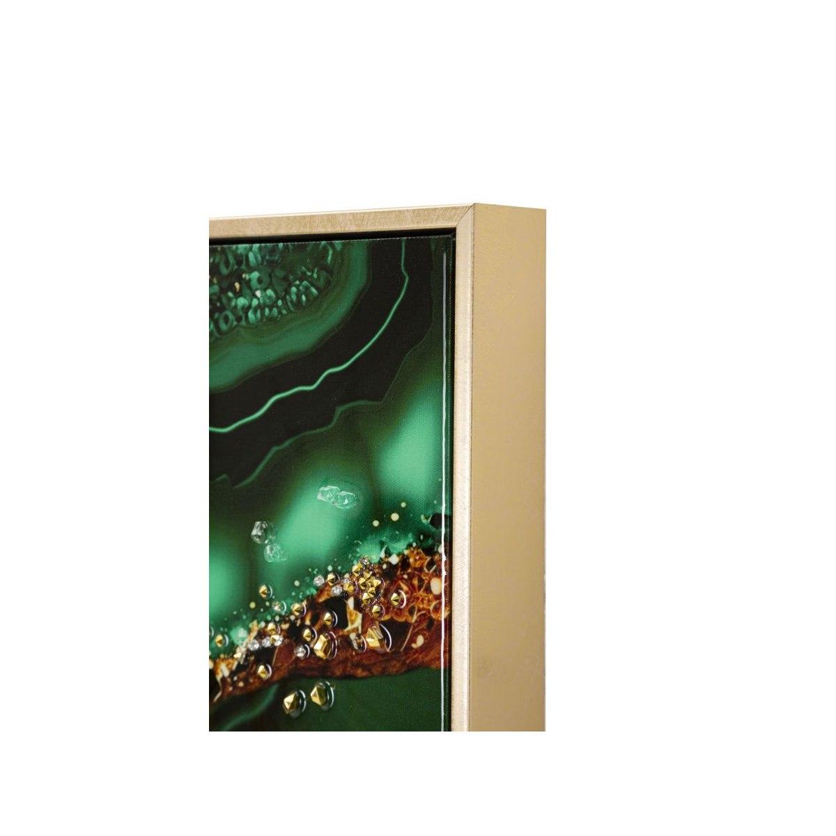 Dipinto su tela laccato smeraldy -a- c/cornice cm 82x4x62
