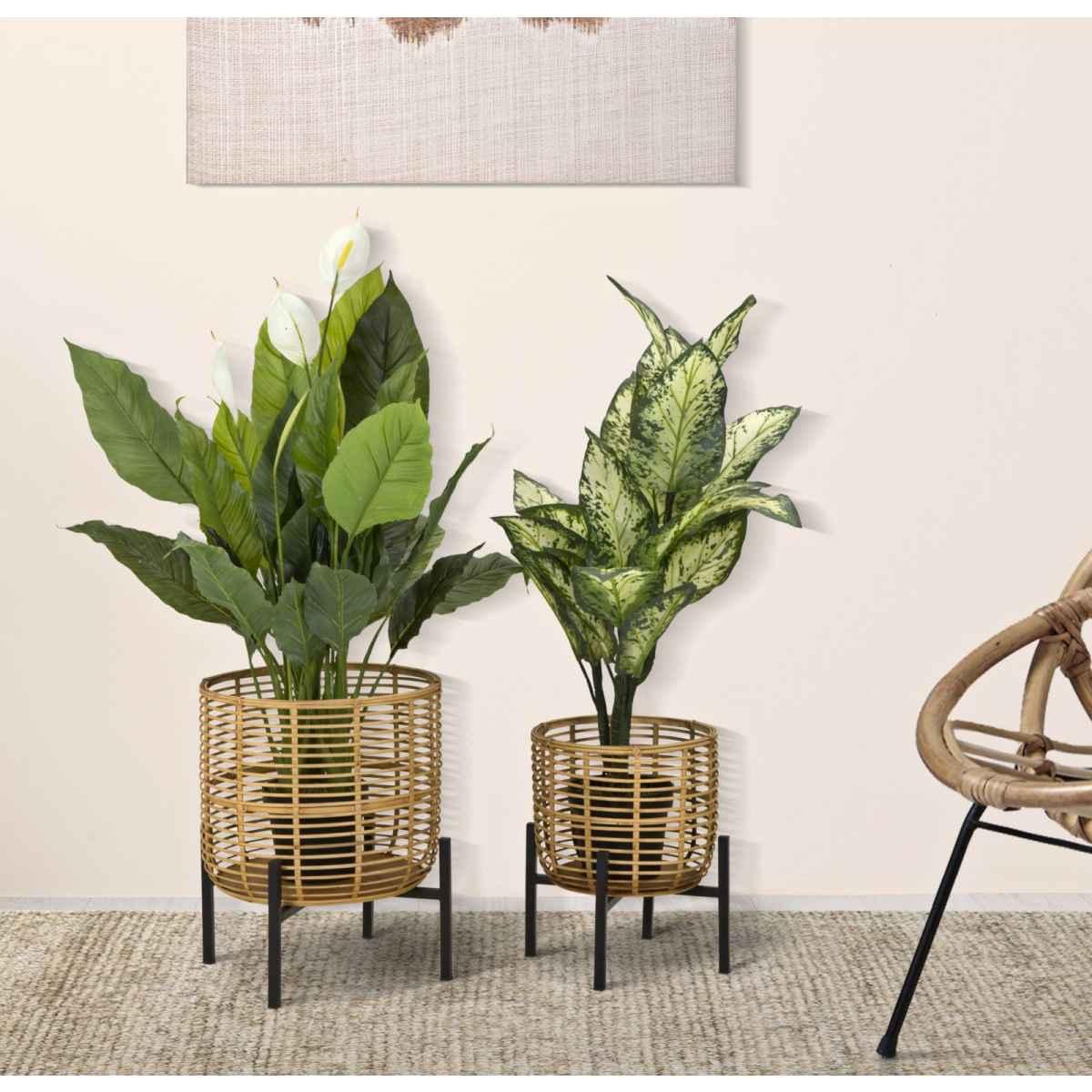 P/vasi rattan coppia cm Ø 41x47-33x39