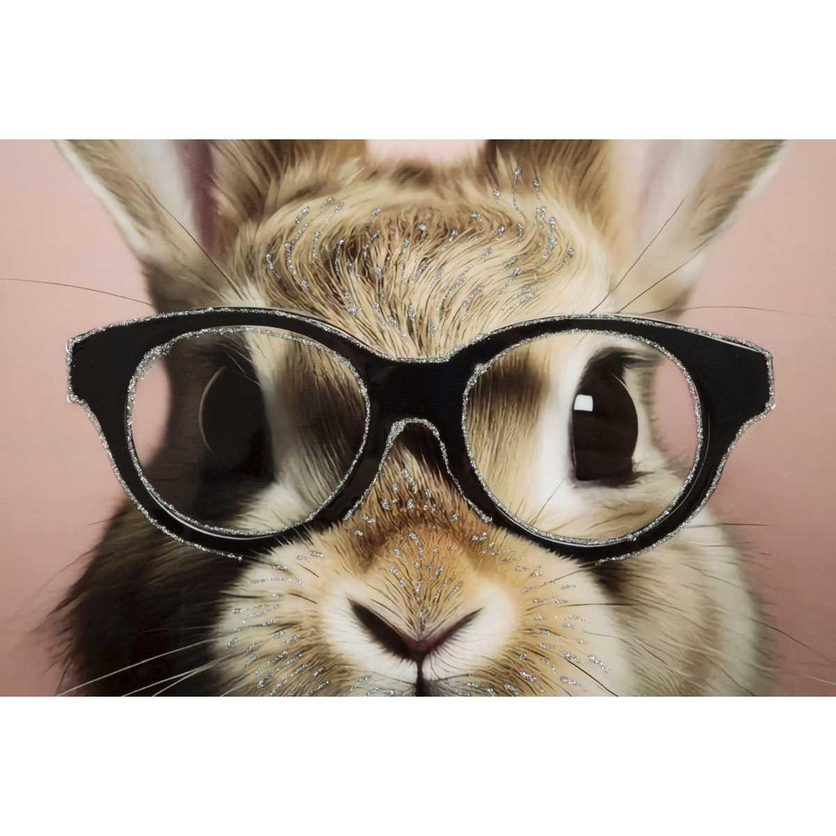 Dipinto su tela laccato bunny c/cornice cm 62,5x2,8x62,5