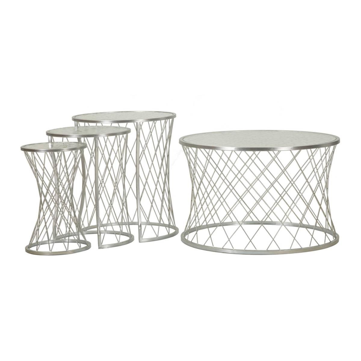 Tavolinetti noah silver set 4 pz cm Ø 70x45-47x54,5-36x50-28x45
