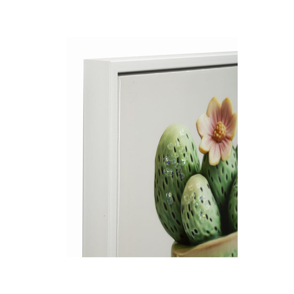 Stampa su tela laccata c/cornice vasetto cactus -a- cm 40x2,8x40