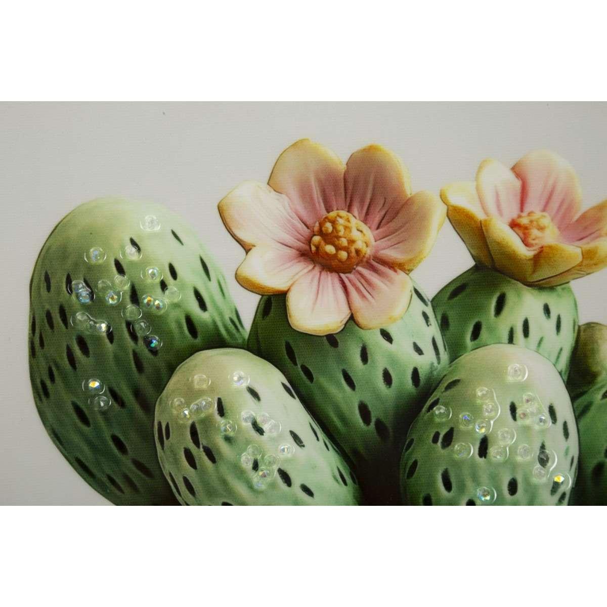 Stampa su tela laccata c/cornice vasetto cactus -a- cm 40x2,8x40