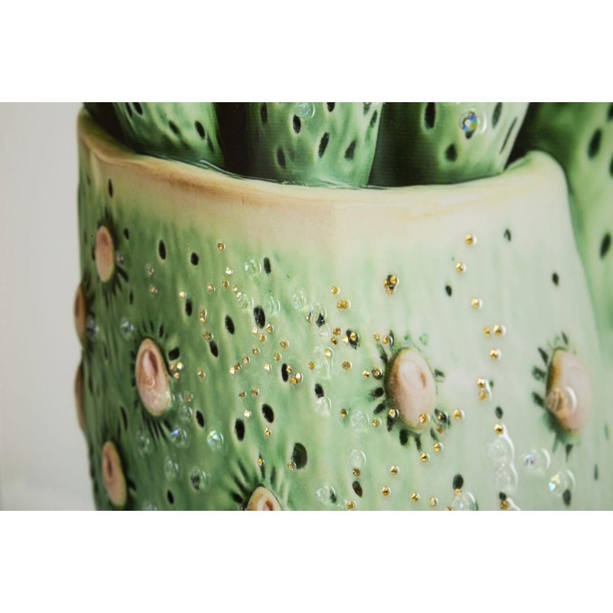 Stampa su tela laccata c/cornice vasetto cactus -a- cm 40x2,8x40