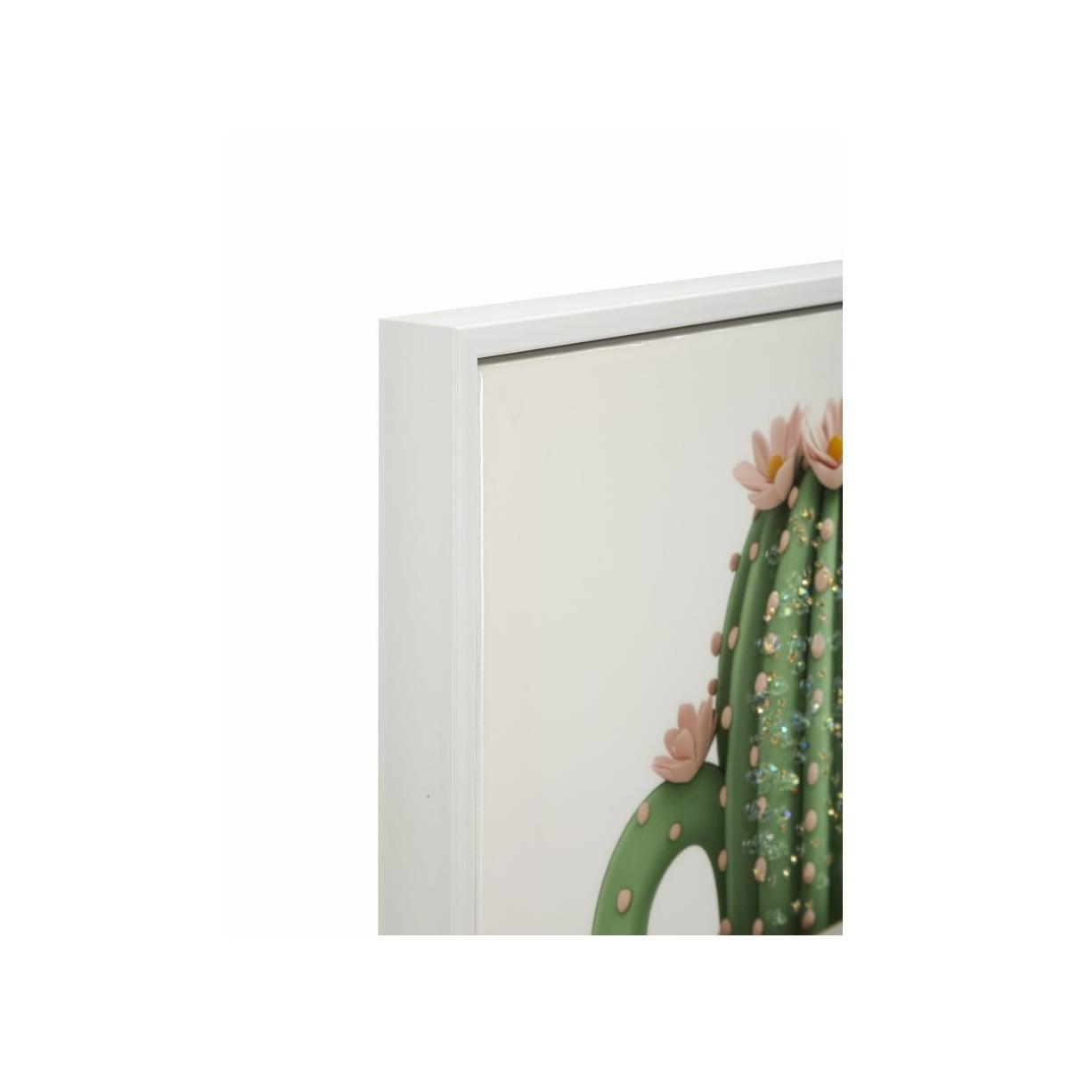 Stampa su tela laccata c/cornice vasetto cactus -b- cm 40x2,8x40
