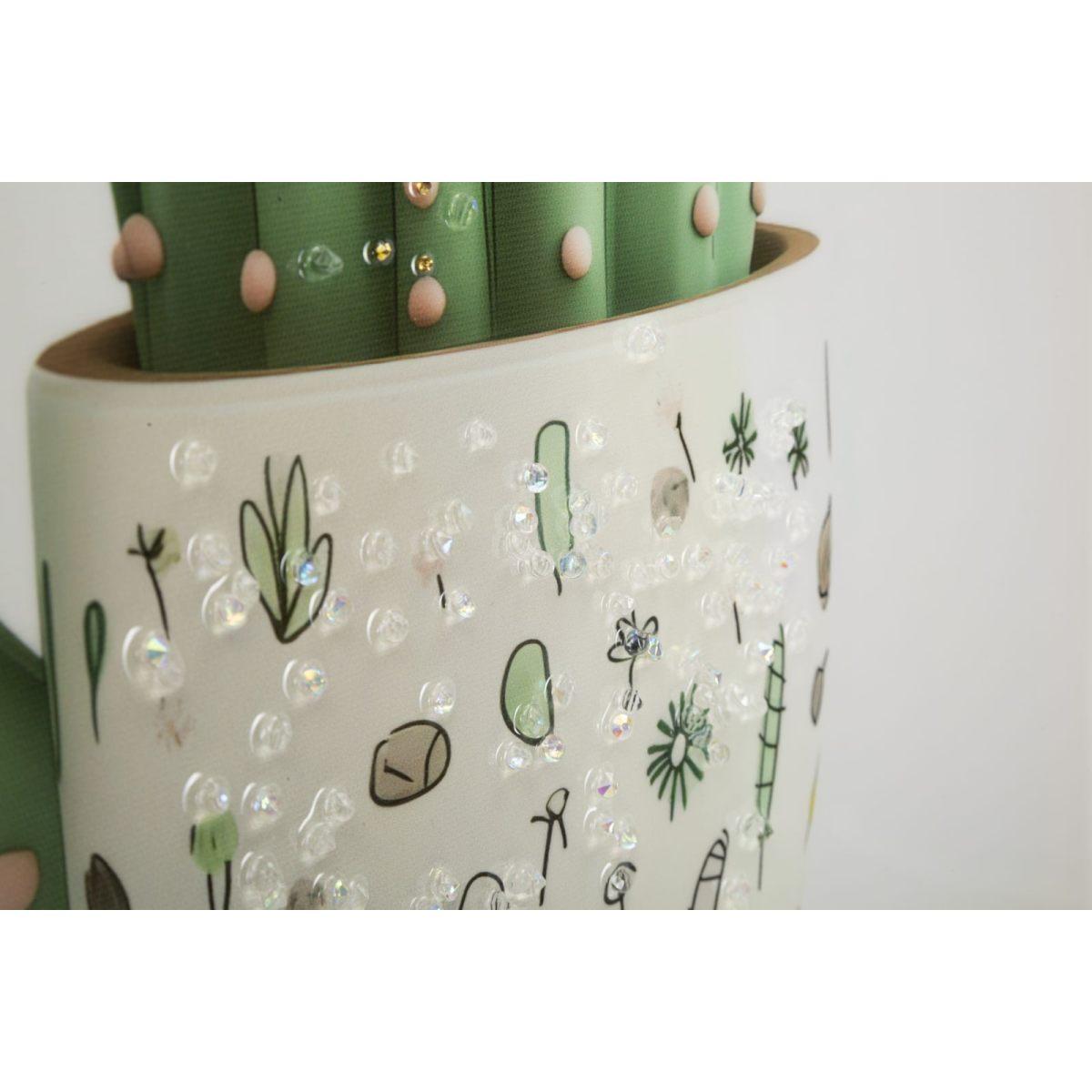 Stampa su tela laccata c/cornice vasetto cactus -b- cm 40x2,8x40