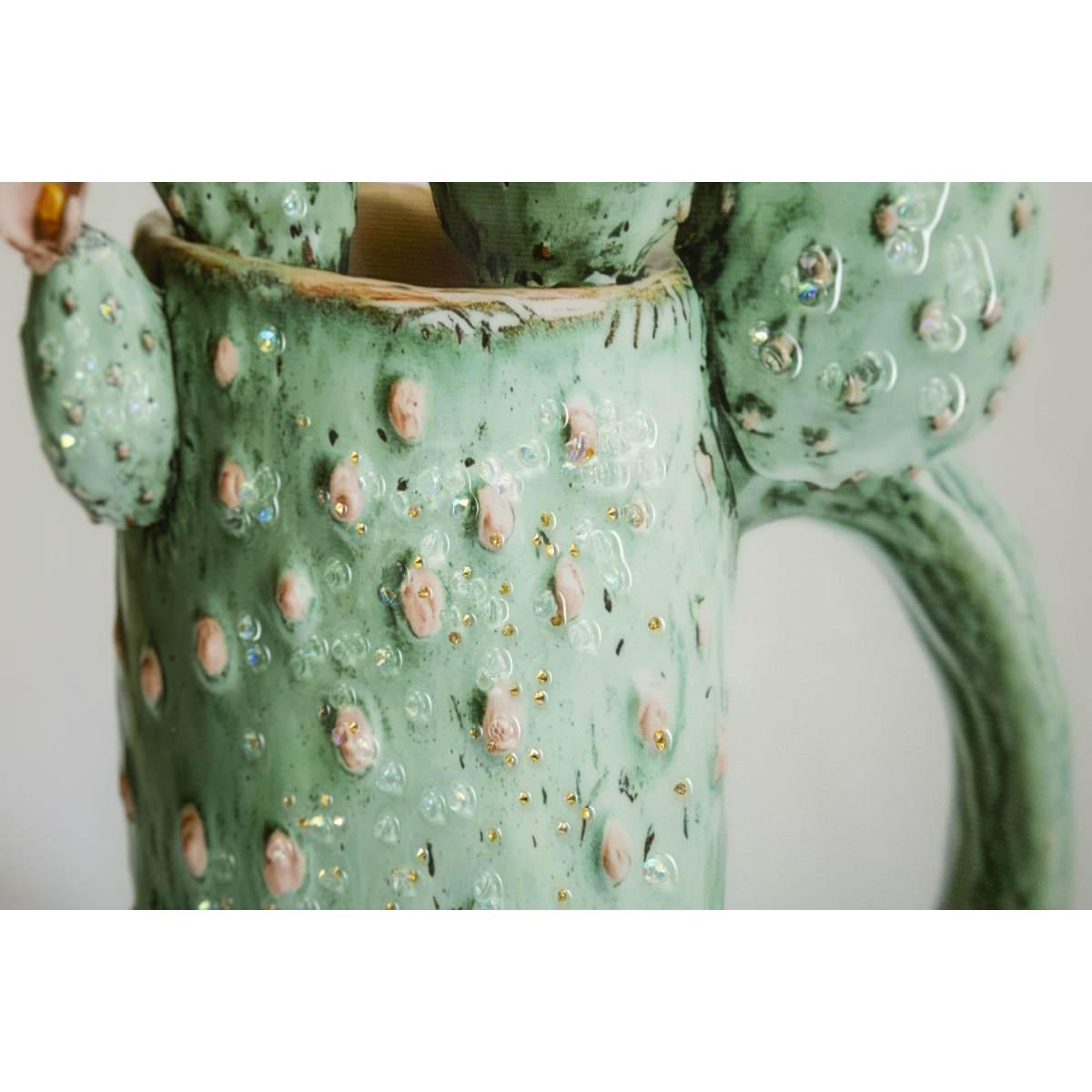 Stampa su tela laccata c/cornice vasetto cactus -c- cm 40x2,8x40