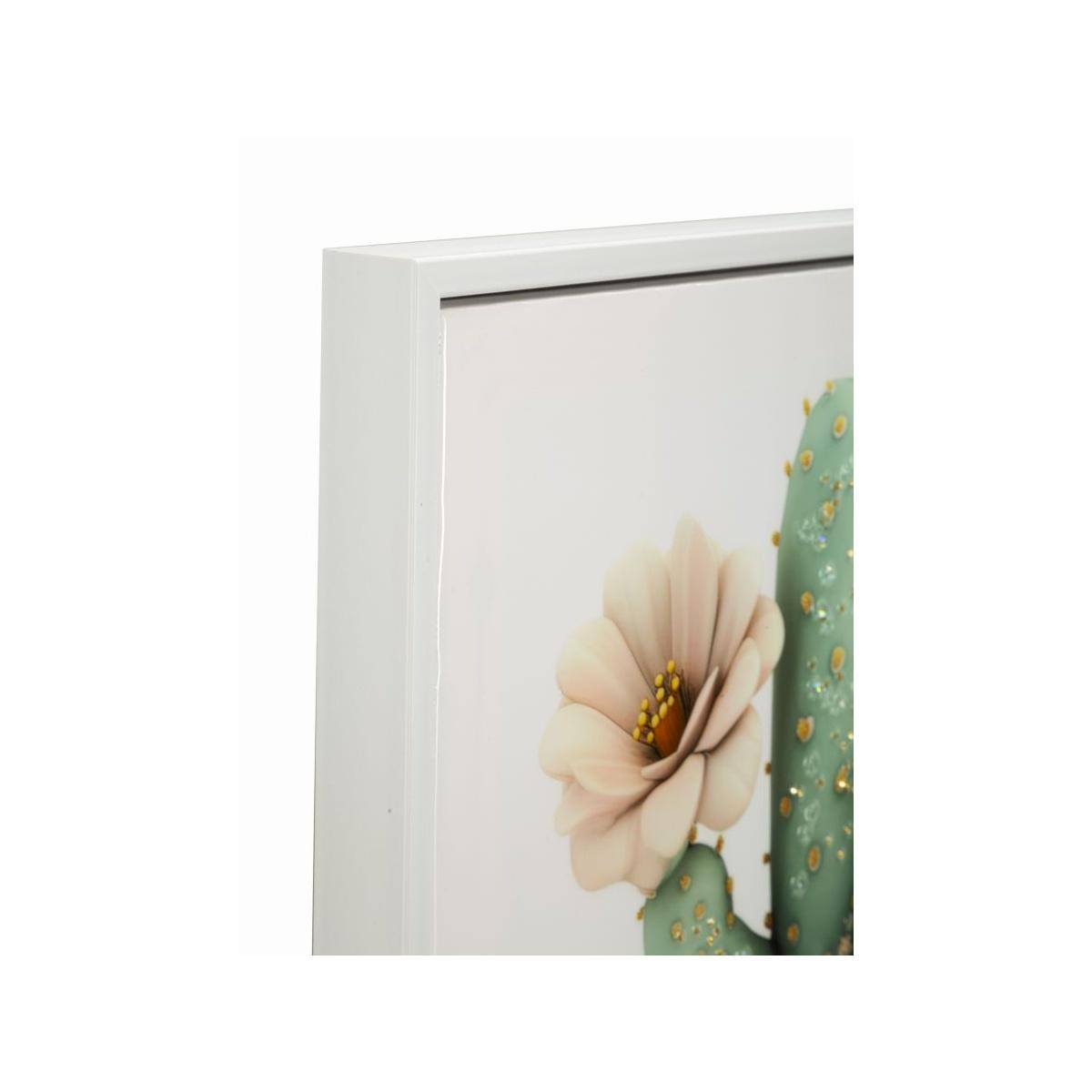 Stampa su tela laccata c/cornice vasetto cactus -d- cm 40x2,8x40