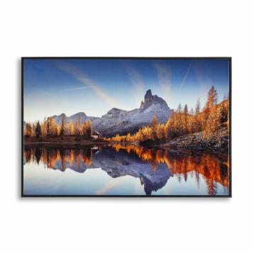 Stampa su tela laccata c/cornice lake cm 90x4x60