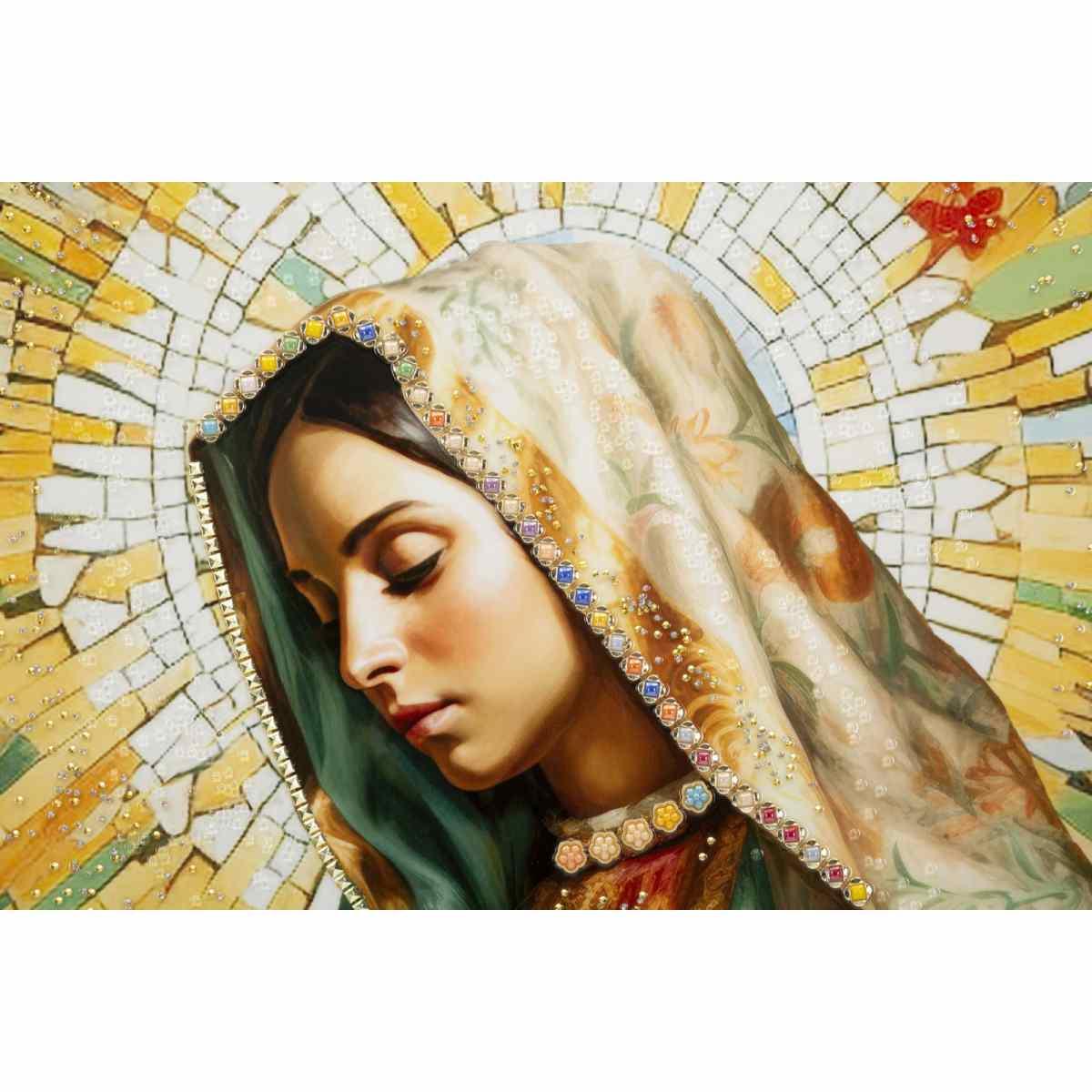 Dipinto su tela laccato madonna -a- c/cornice cm 72x4x102
