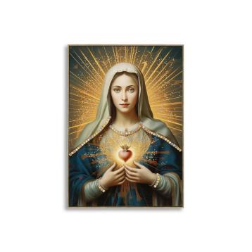 Dipinto su tela laccato madonna -b- c/cornice cm 72x4x102