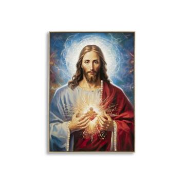 Dipinto su tela laccato jesus c/cornice cm 72x4x102