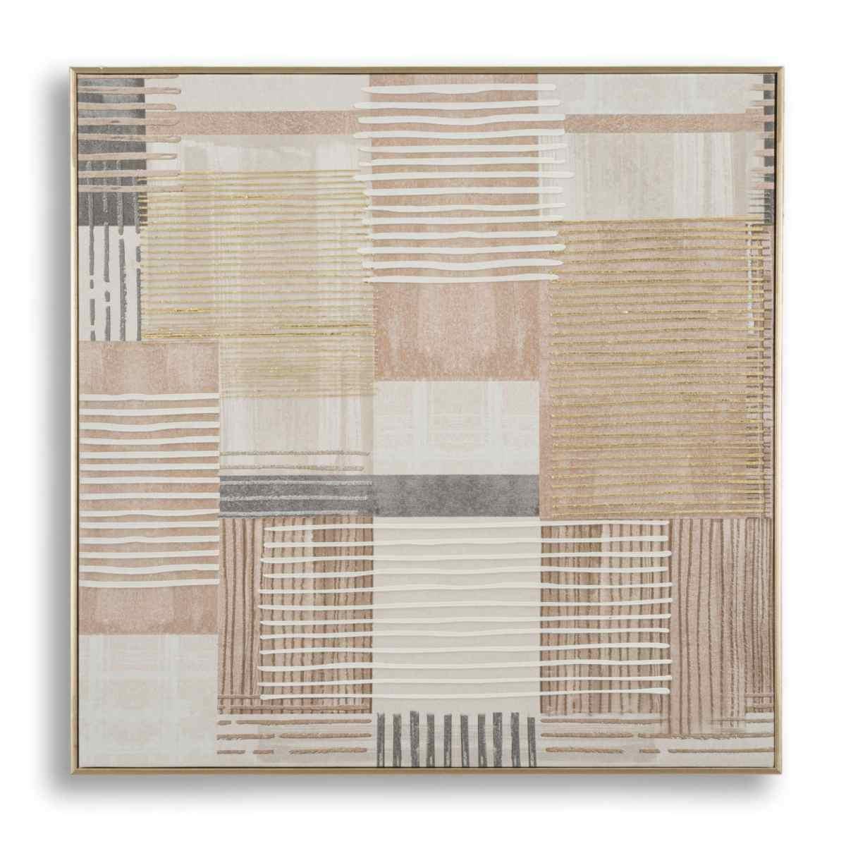 Stampa dipinta su tela lignes c/cornice -b- cm 60x3x60