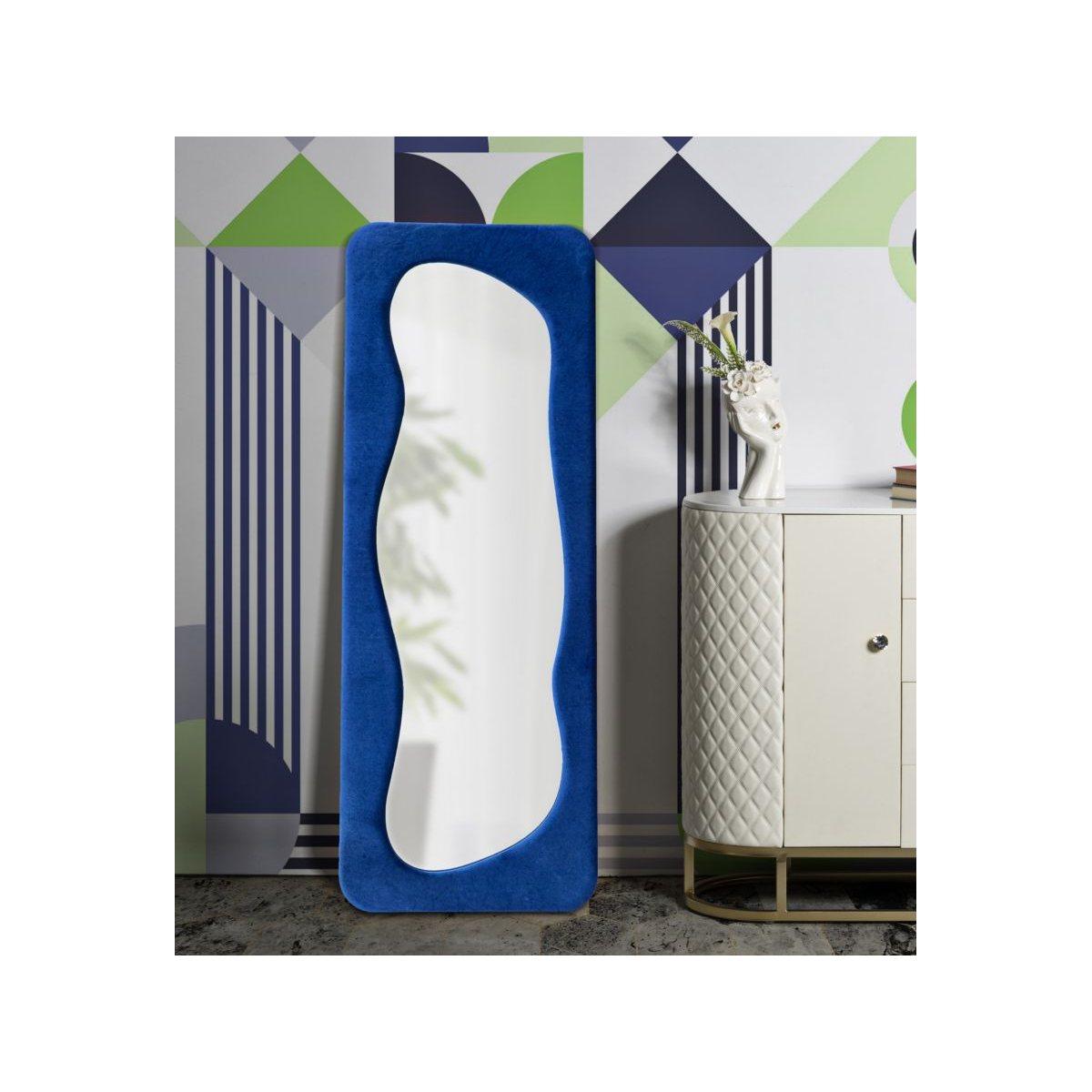 Specchio da muro theodor blu cm 60x4x160 (misura specchio cm 42x142)