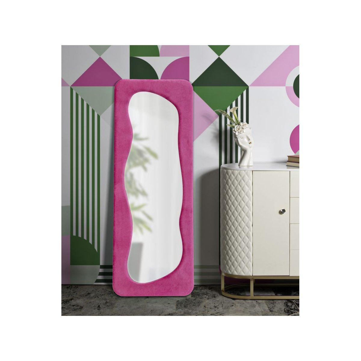 Specchio da muro theodor fuxia cm 60x4x160  (misura specchio cm 42x142)