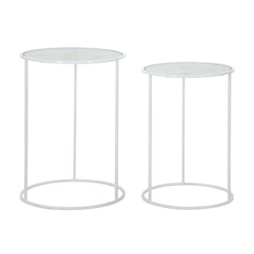 Tavolinetti white harts coppia cm Ø 43x60-38x55