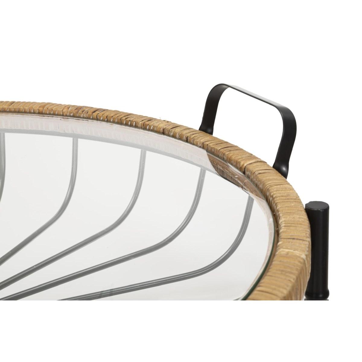Tavolinetto cebu c/vetro e ruote cm 70,5x65x57