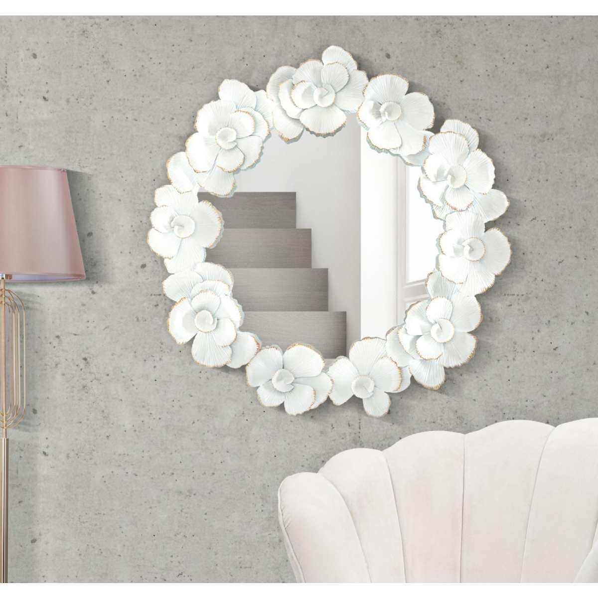 Specchio white flower cm 82x2,6x85,5 (misura interna cm Ø 62)