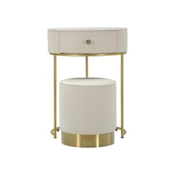 Comodino/toletta c/puff vellit crema cm Ø 52x70 - Ø 36x39