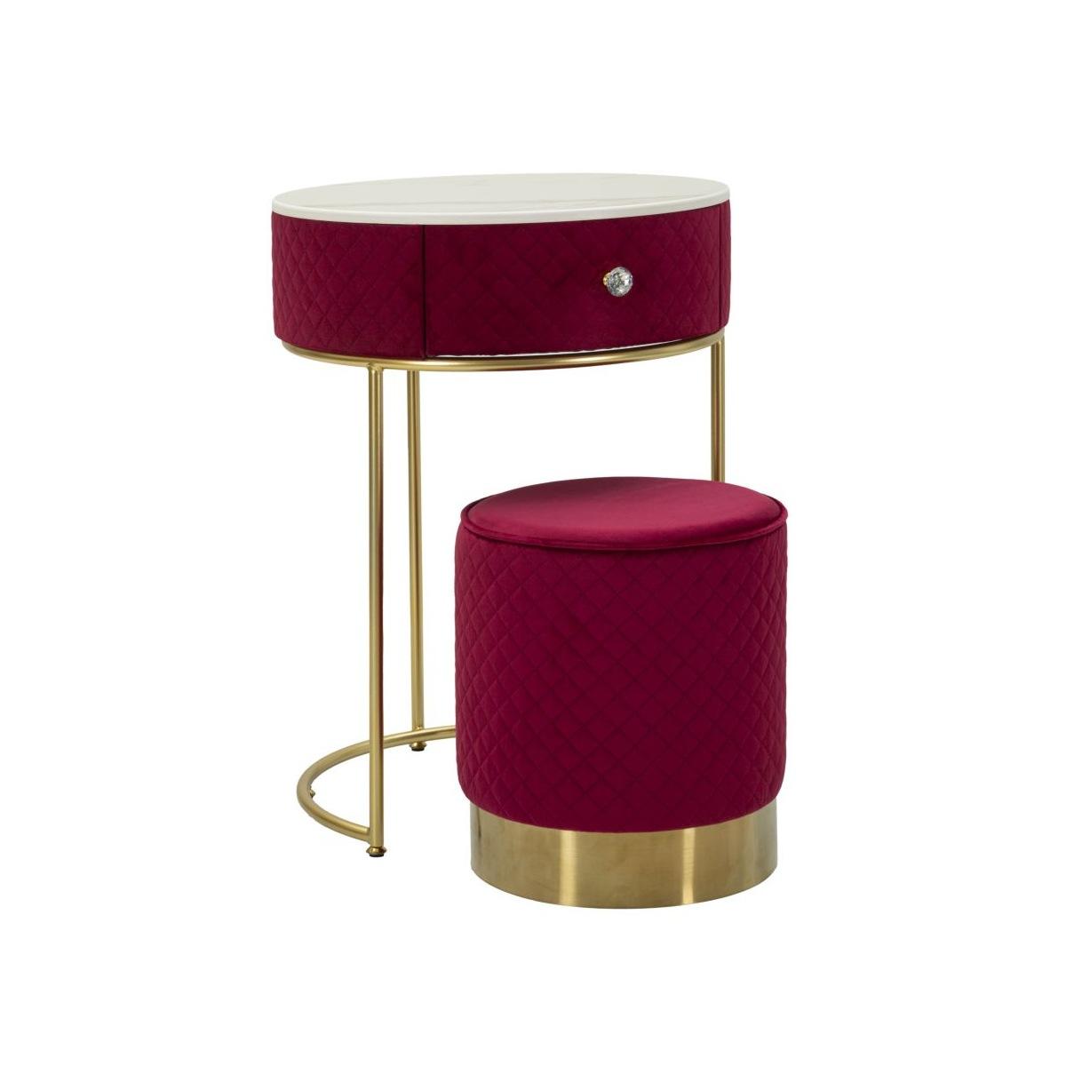 Comodino/toletta c/puff vellit rosso cm Ø 52x70 - Ø 36x39