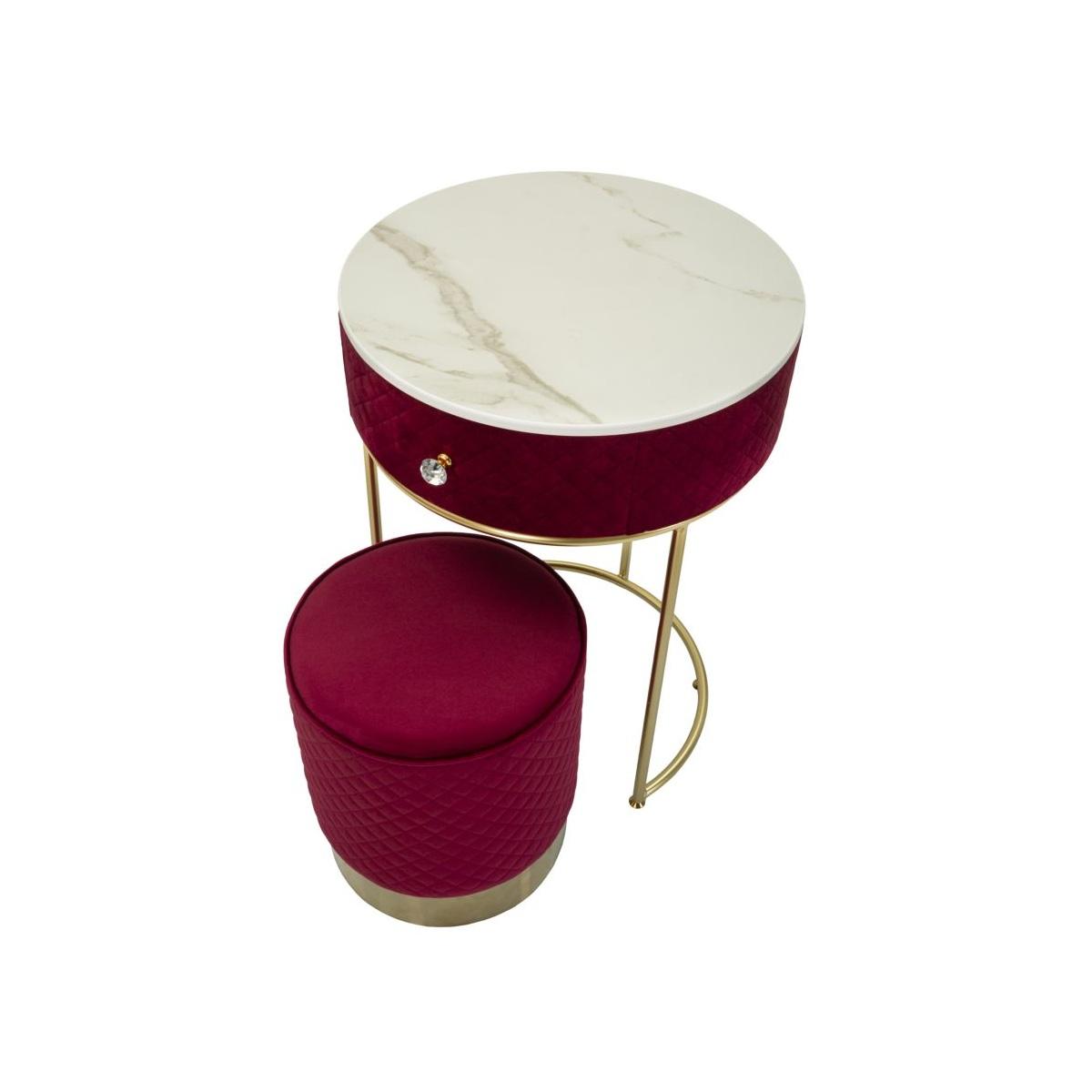 Comodino/toletta c/puff vellit rosso cm Ø 52x70 - Ø 36x39