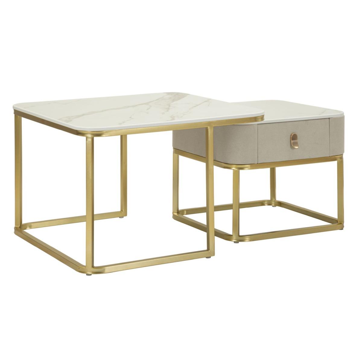 Tavoli da caffe' beauty coppia cm 70x70x48-50x50x43,5