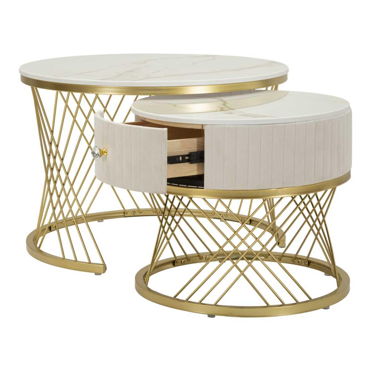 Tavoli da caffe' votix coppia cm Ø 70x48-50x43,5<br>