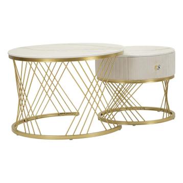 Tavoli da caffe' votix coppia cm Ø 70x48-50x43,5<br>