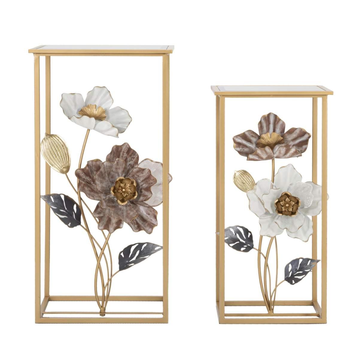 Tavolinetti flower coppia cm 36x36x70-30x30x60