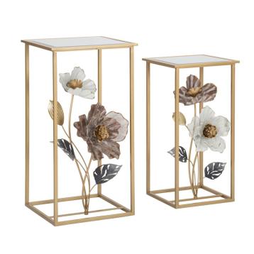 Tavolinetti flower coppia cm 36x36x70-30x30x60
