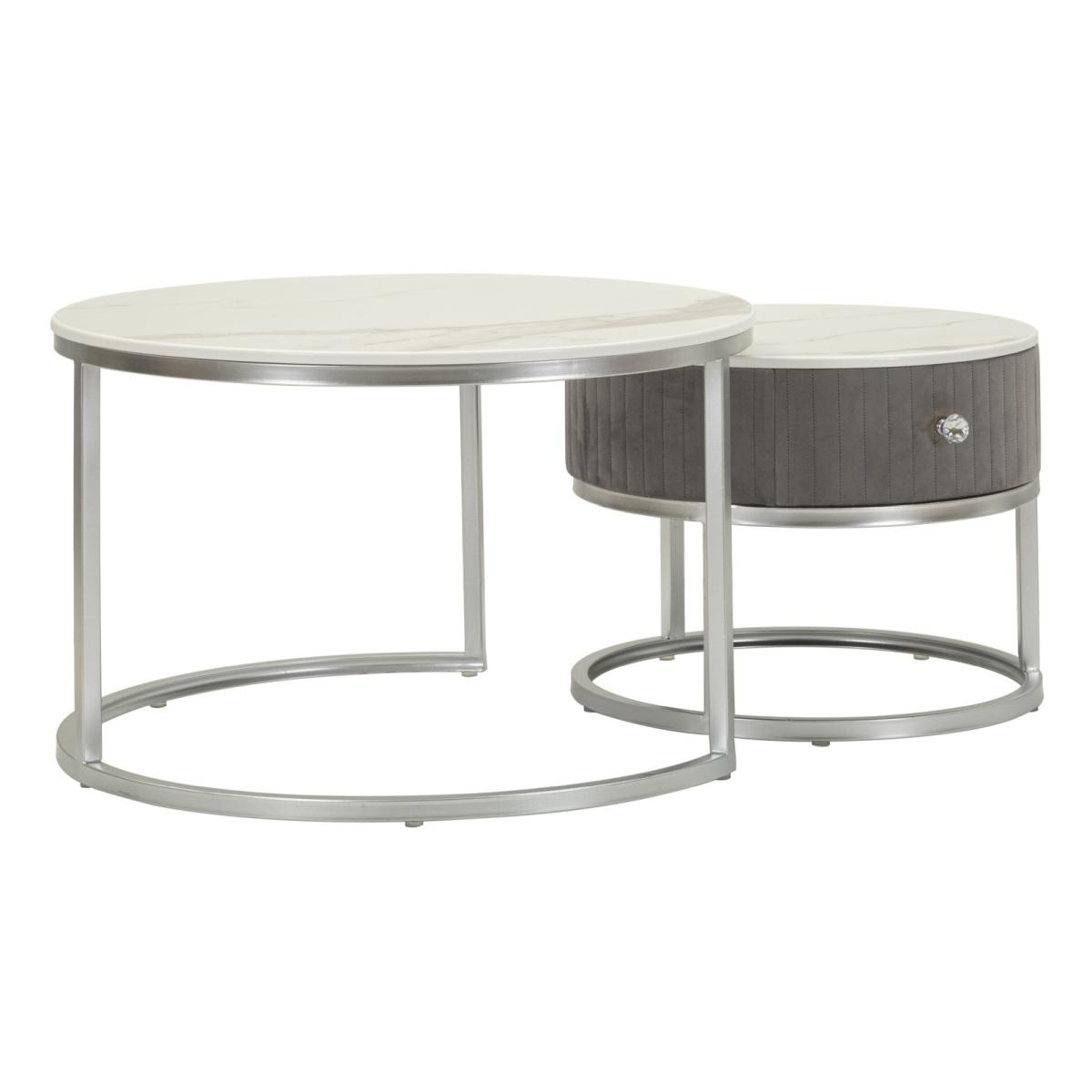 Tavoli da caffe' greys coppia cm Ø 70x45-50x40<br>