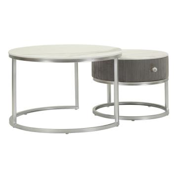 Tavoli da caffe' greys coppia cm Ø 70x45-50x40<br>