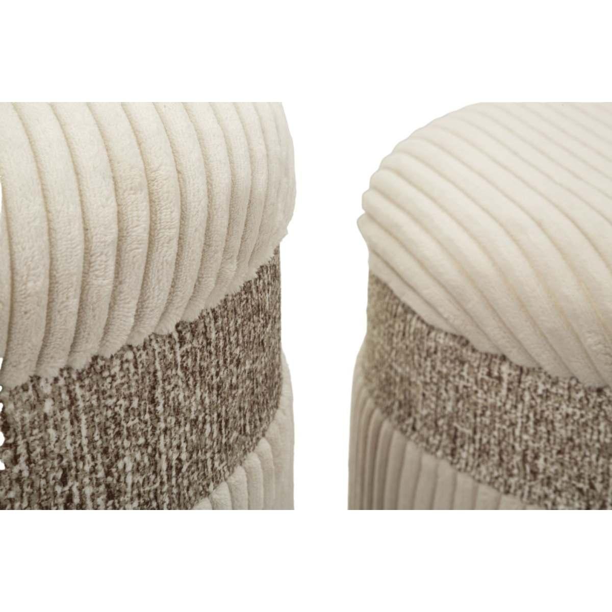 Puff c/contenitore cortina crema set 3 pz cm Ø 40,5x49,5-35x42-31x38<br>