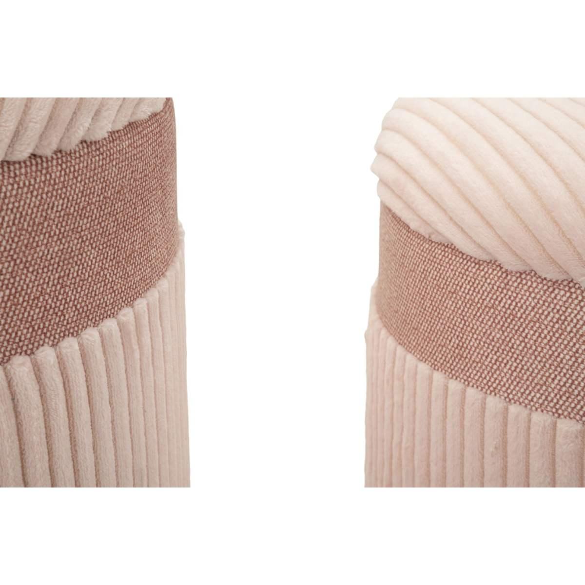 Puff c/contenitore cortina rosa set 3 pz cm Ø 40,5x49,5-35x42-31x38<br>