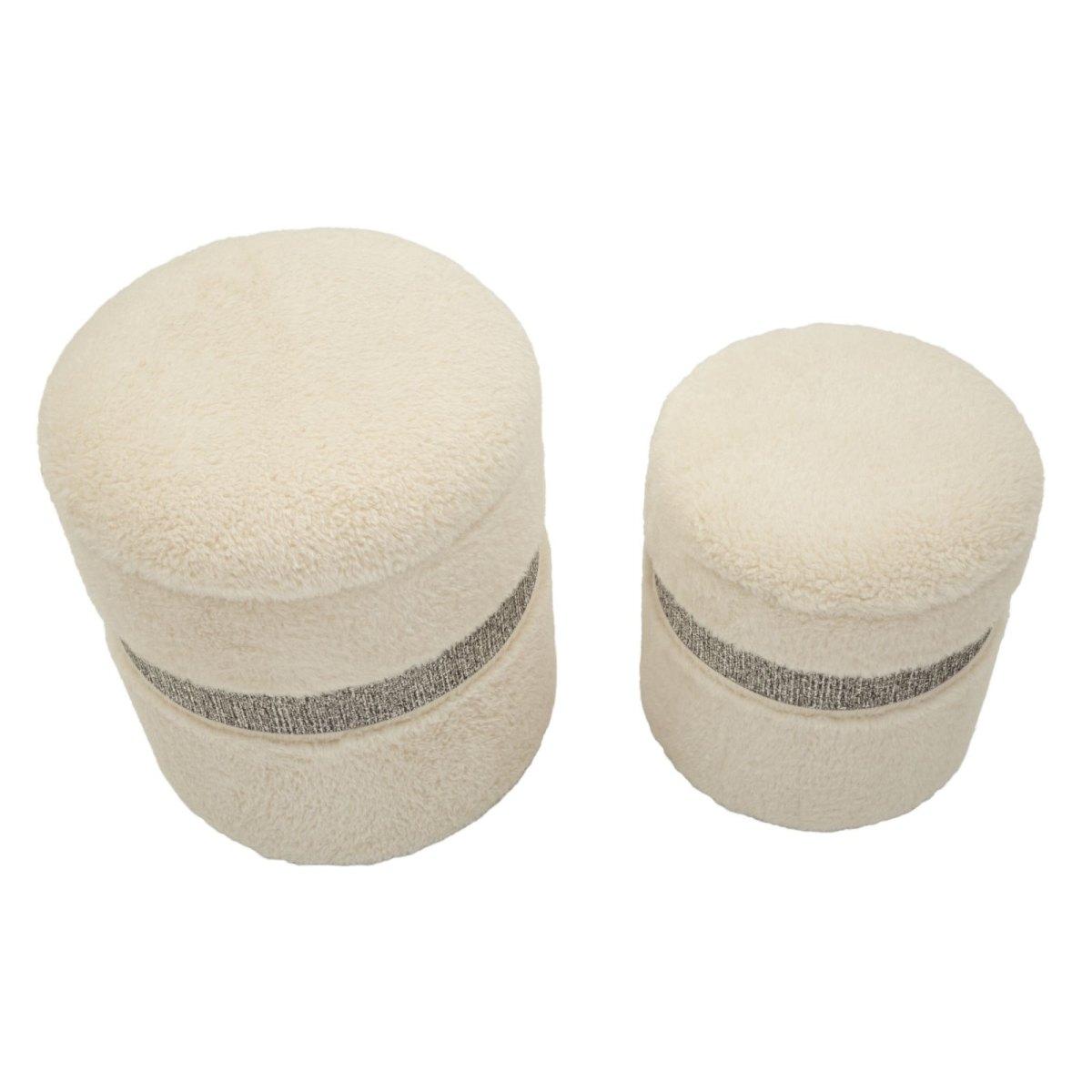 Puff c/contenitore saint-moritz crema set 2 pz cm Ø 40x47-32x38