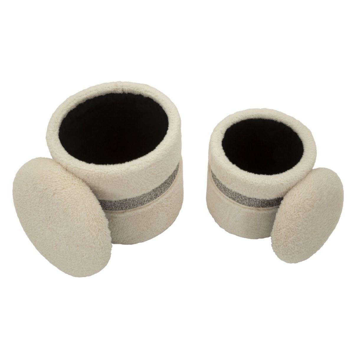Puff c/contenitore saint-moritz crema set 2 pz cm Ø 40x47-32x38