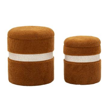 Puff c/contenitore saint-moritz marrone set 2 pz cm Ø 40x47-32x38