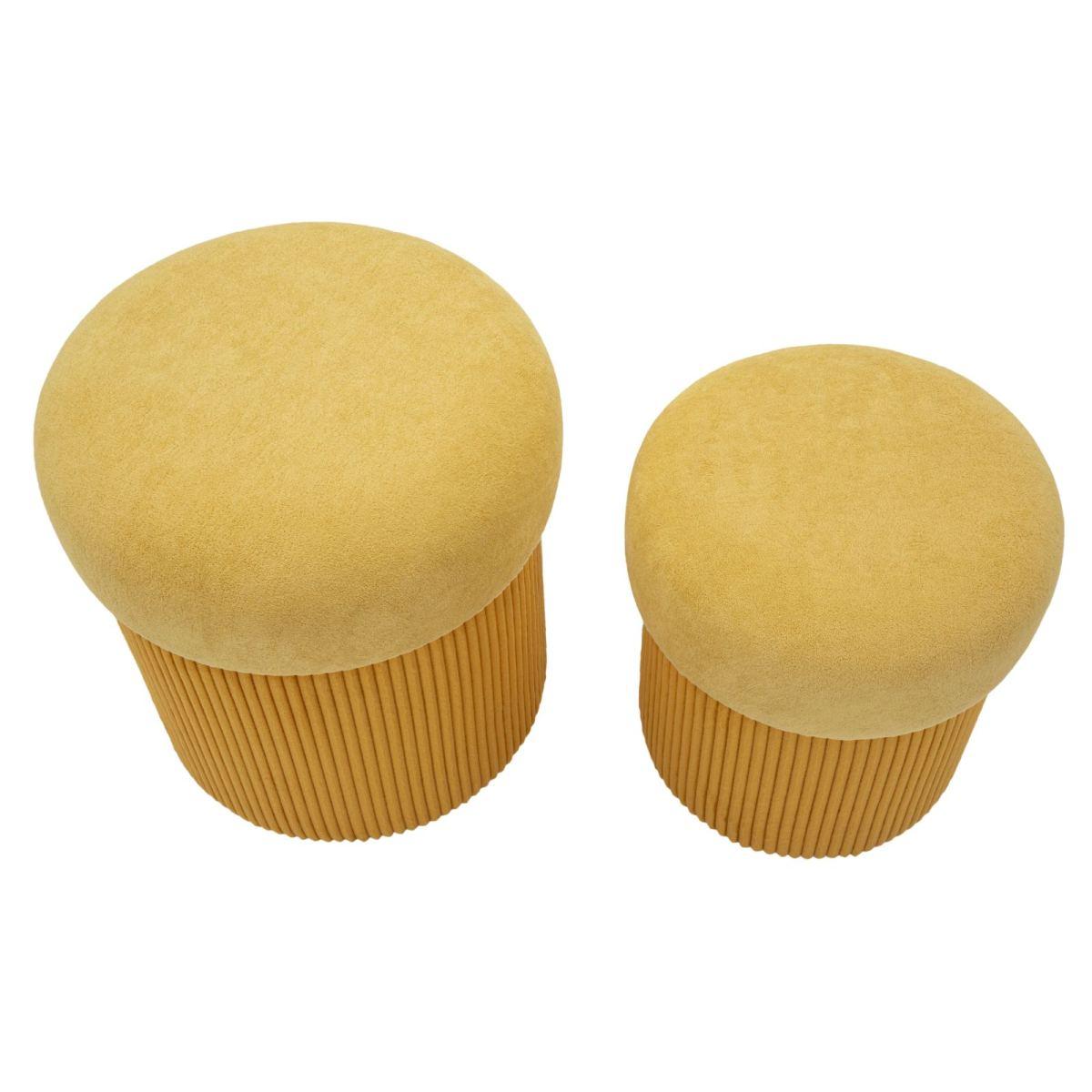 Puff c/contenitore aspen senape set 2 pz cm Ø 42x44-35x37