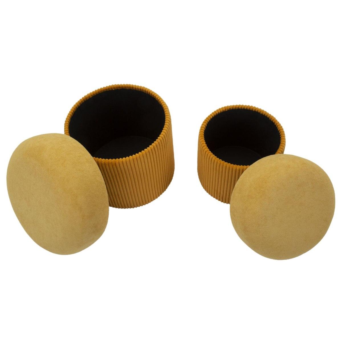 Puff c/contenitore aspen senape set 2 pz cm Ø 42x44-35x37