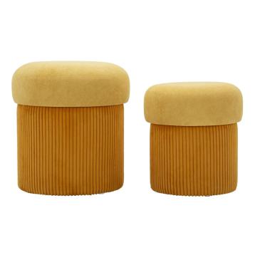 Puff c/contenitore aspen senape set 2 pz cm Ø 42x44-35x37