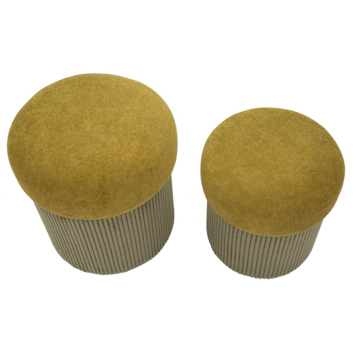 Puff c/contenitore aspen verde set 2 pz cm Ø 42x44-35x37