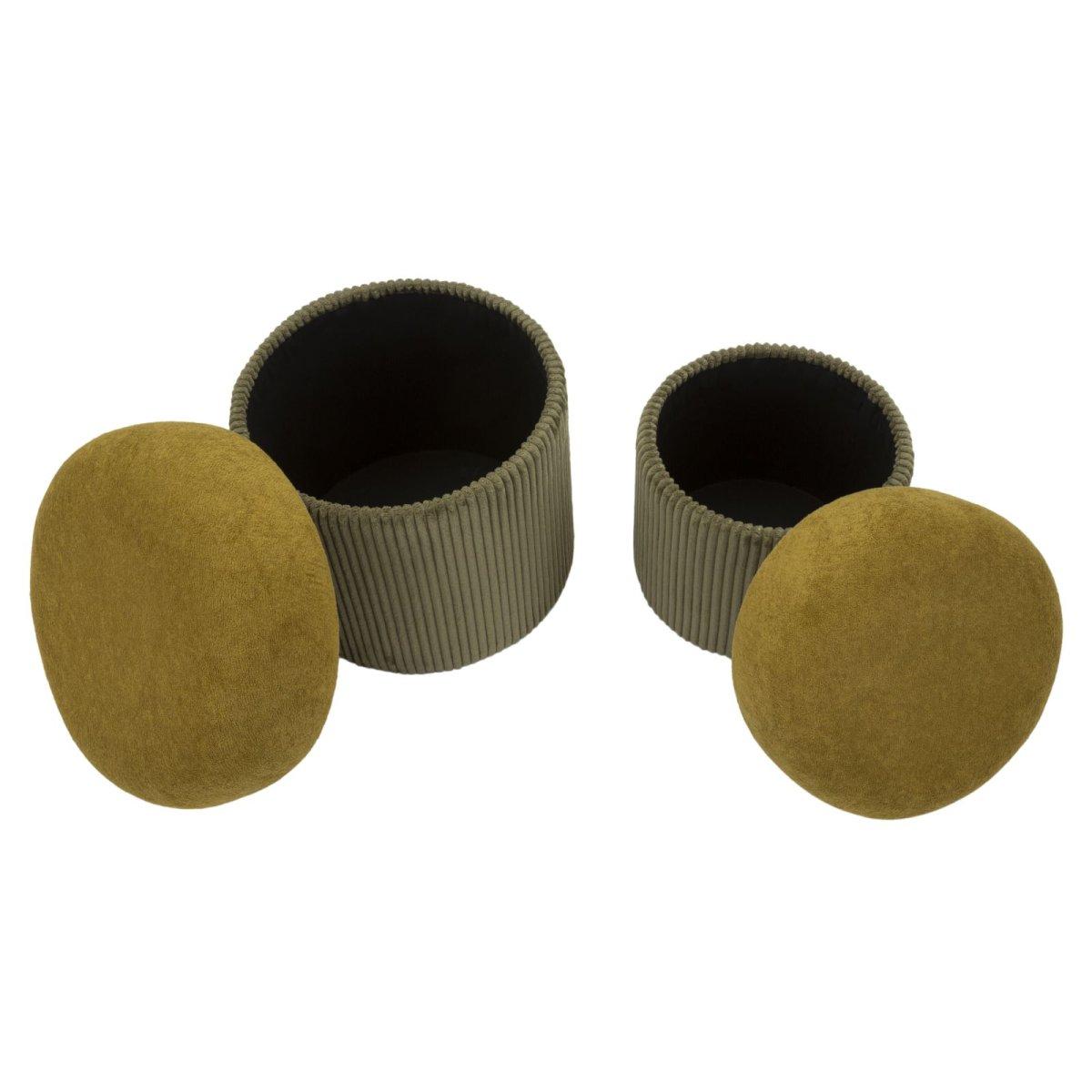 Puff c/contenitore aspen verde set 2 pz cm Ø 42x44-35x37