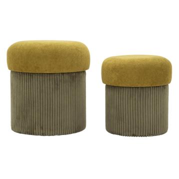 Puff c/contenitore aspen verde set 2 pz cm Ø 42x44-35x37