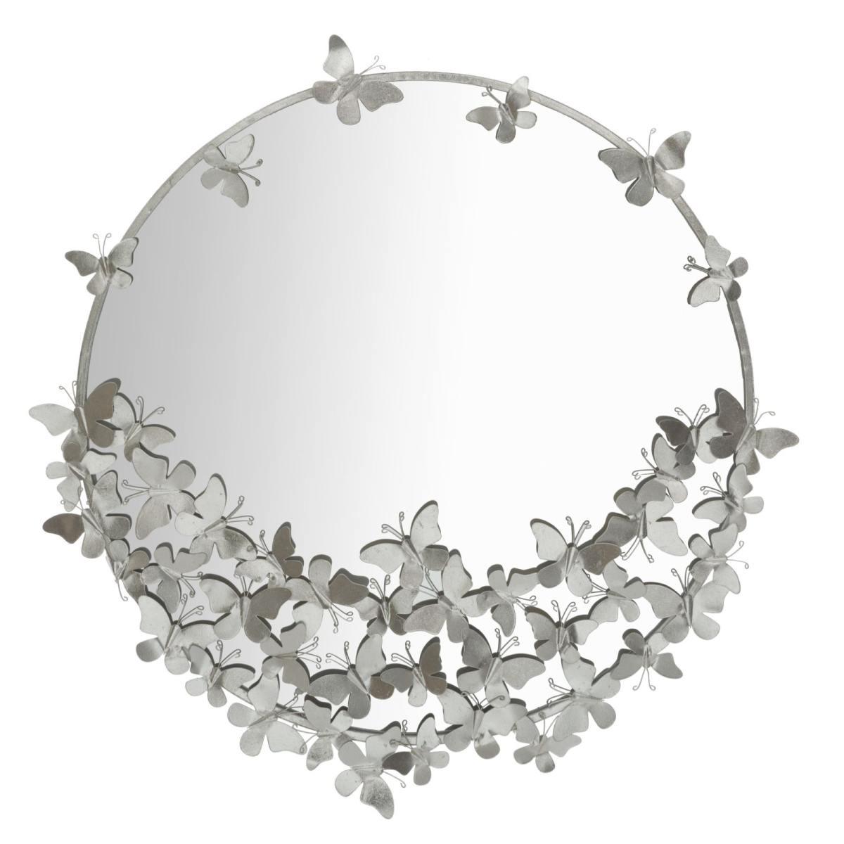 Specchio farfalle round silver cm Ø 91x3x94