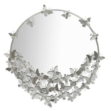 Specchio farfalle round silver cm Ø 91x3x94