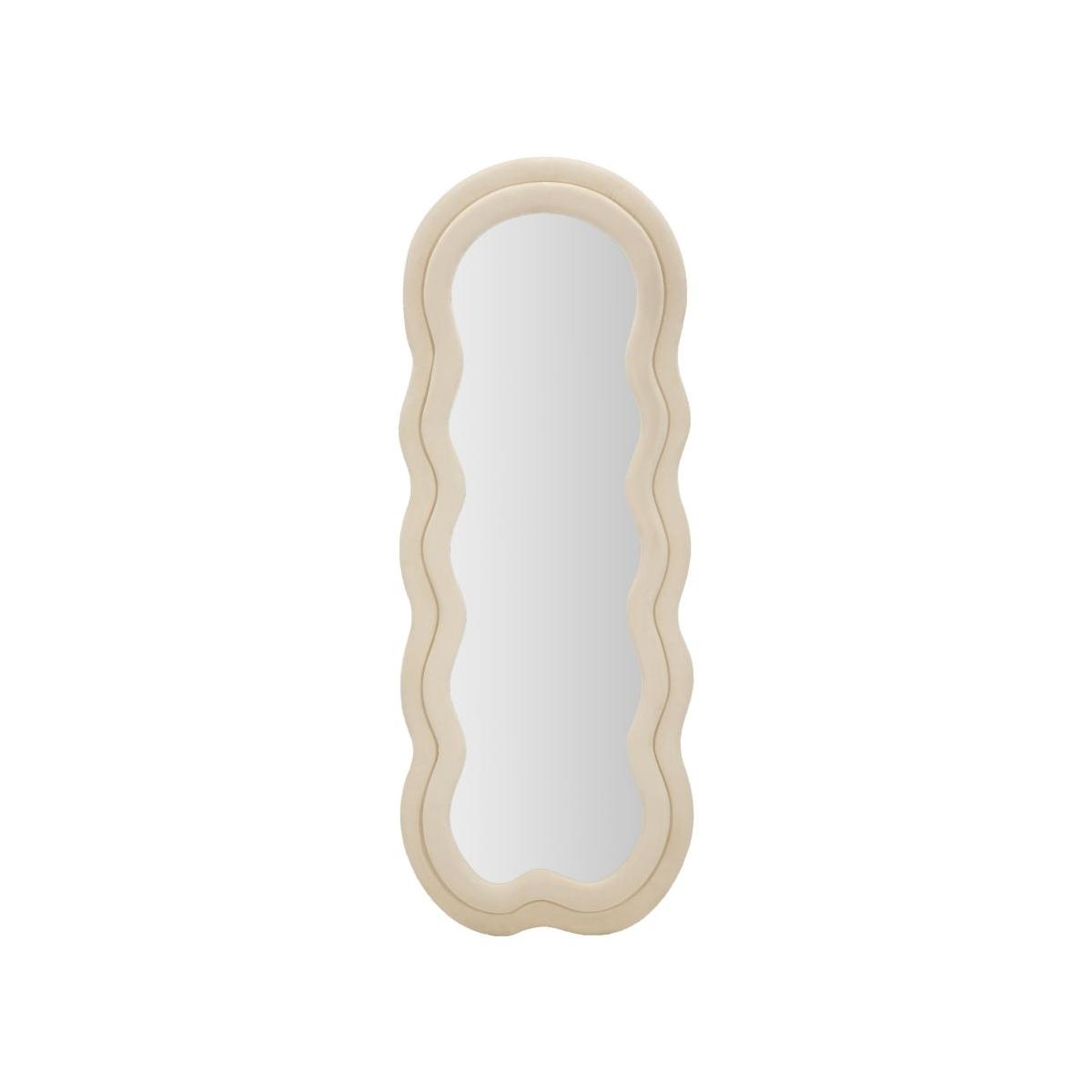 Specchio da muro miki velluto crema cm 60x4x160 (misura specchio cm 39x135)