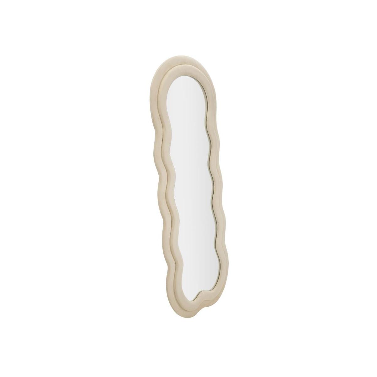 Specchio da muro miki velluto crema cm 60x4x160 (misura specchio cm 39x135)