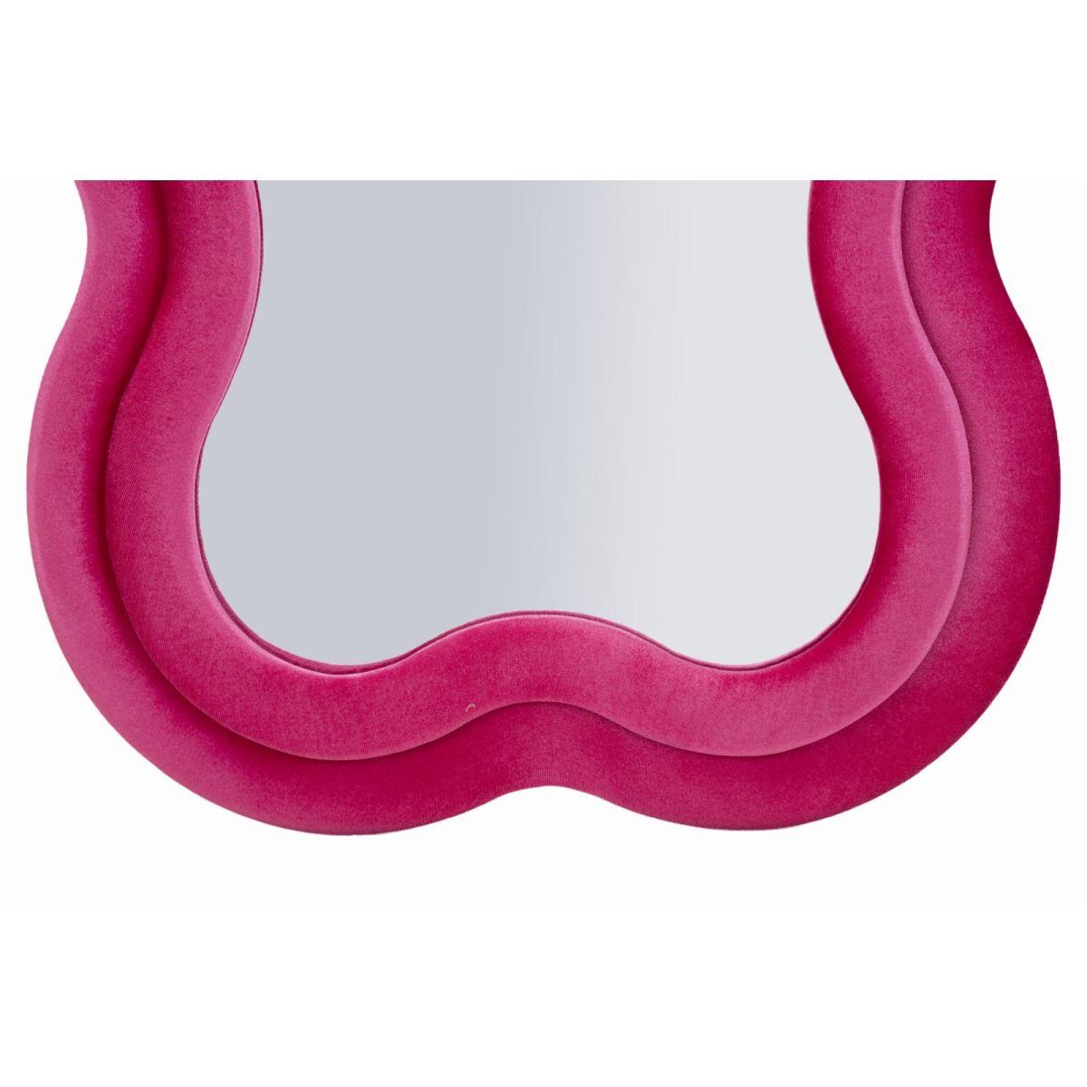 Specchio da muro miki velluto fuxia cm 60x4x160 (misura specchio cm 39x135)