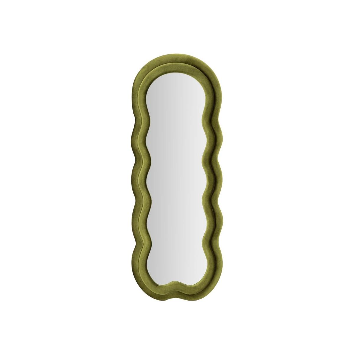 Specchio da muro  miki velluto verde cm 60x4x160 (misura specchio cm 39x135)